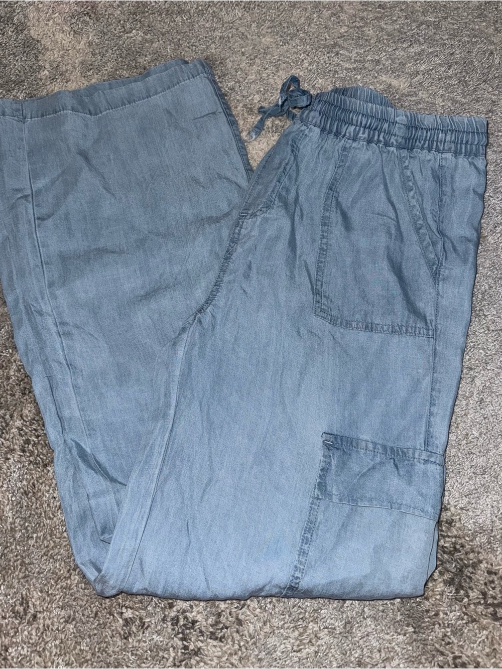 Love Tree Light Blue Elastic Waist Cargo Pants